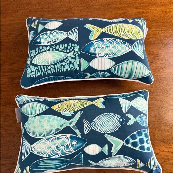 Colorful Fish Pattern Indoor/Outdoor Throw Pillows - Picture 2 of 3